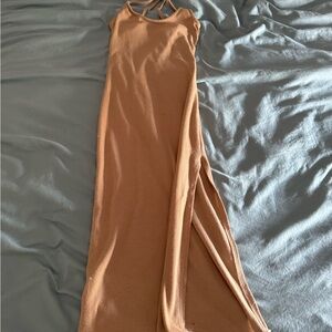 Brown slit dress